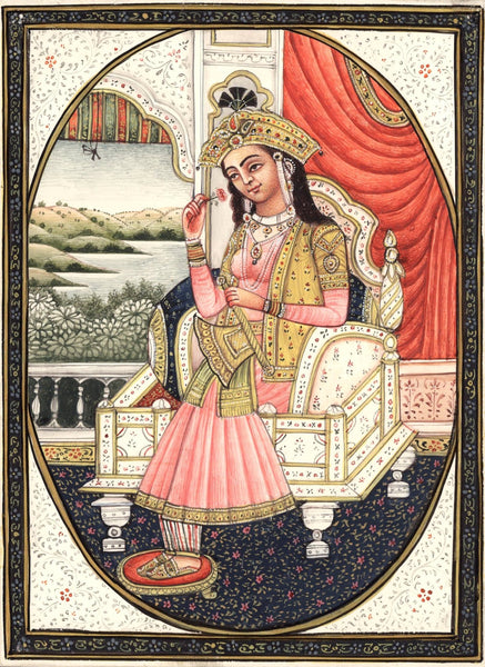 Mumtaj Sex Video Mumtaj - Mughal Miniature Painting Emperor Shah Jahan Empress Mumtaz Mahal Rare â€“  ArtnIndia