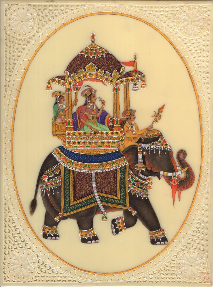 miniature mughal elephant indian painting paintings royal rajasthani handmade watercolor arts paper paint watercolors