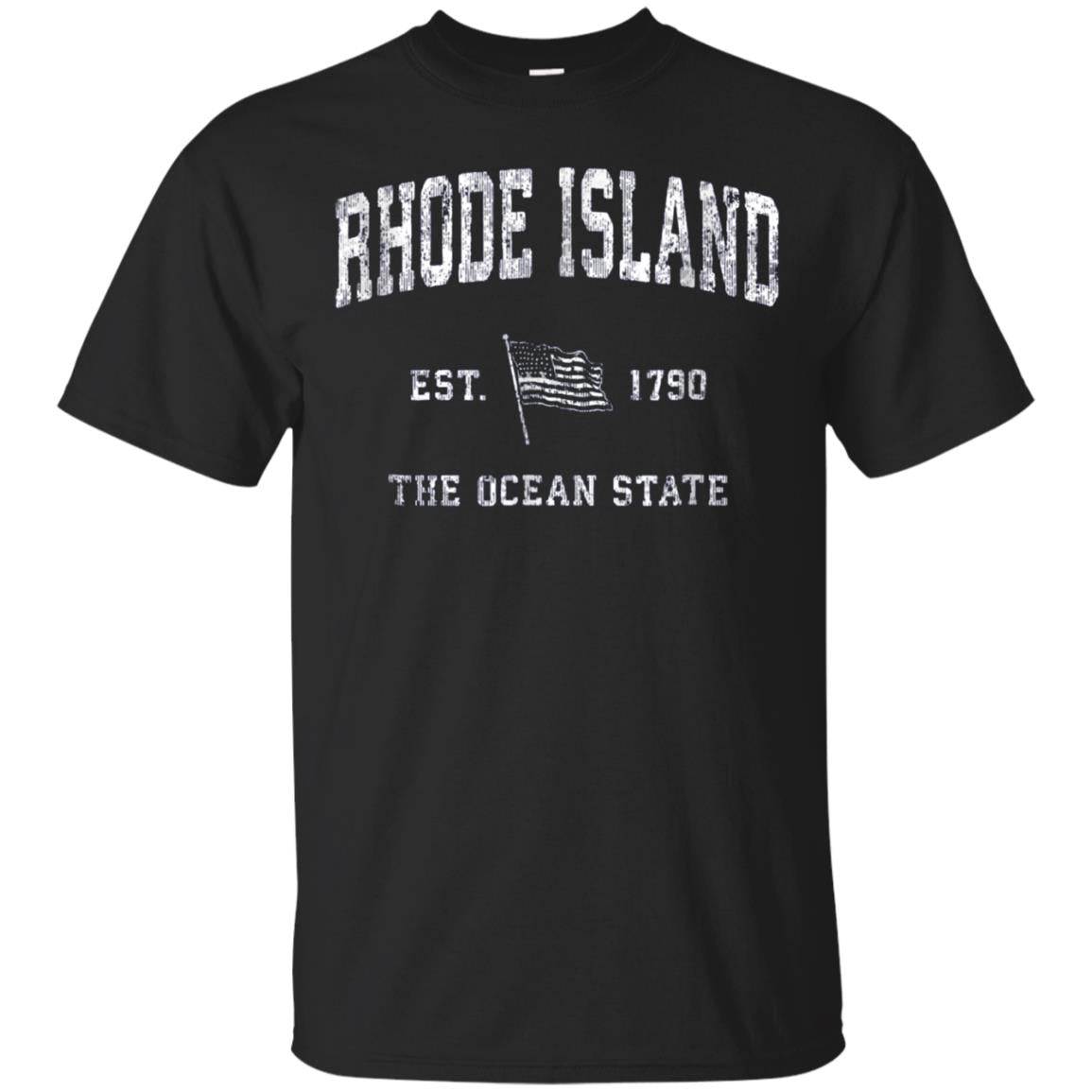 Rhode Island T-shirt Vintage Us Flag Sports Design Tee