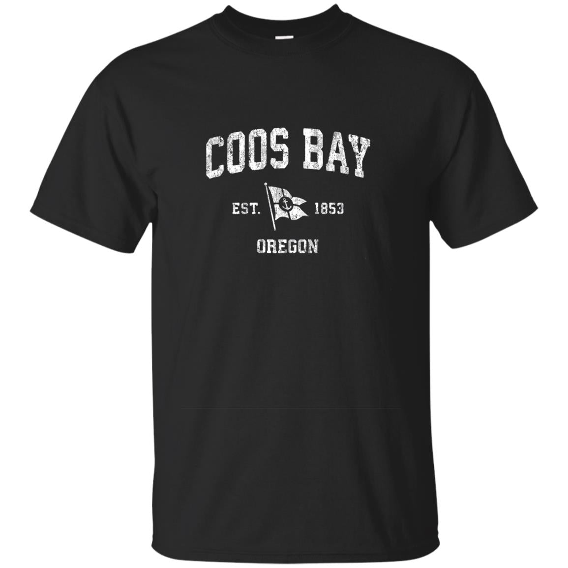 Coos Bay Oregon Or Vintage Boat Anchor Flag Design Ts Shirts