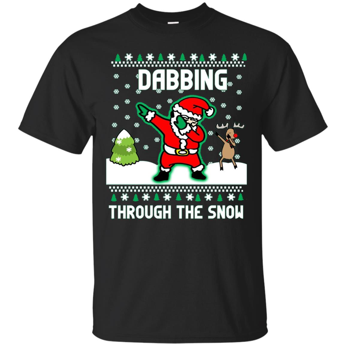 Dabbing Through The Snow Santa And Reindeer Funny Christmas Shirts