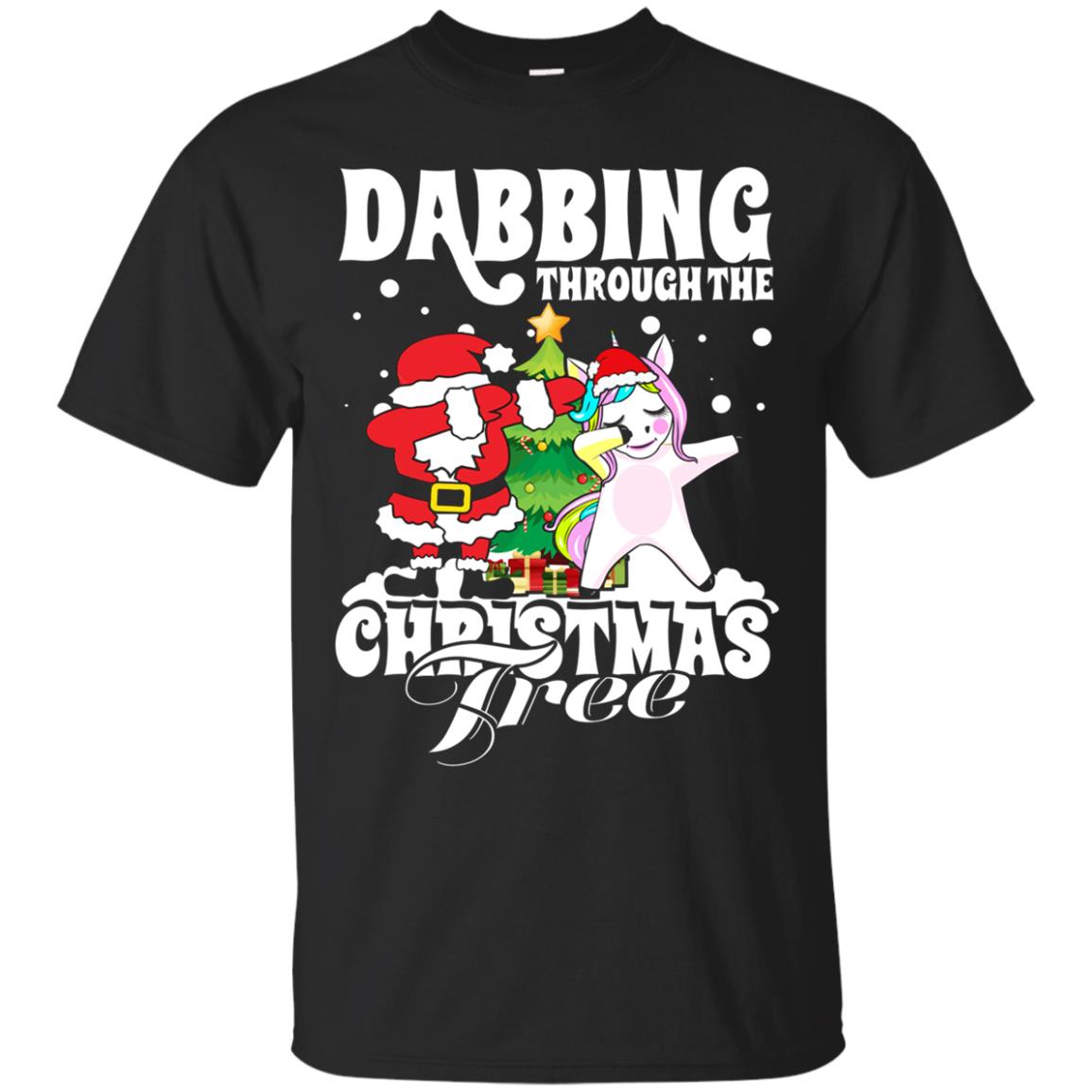 Dabbing Around The Christmas Tree Santa Unicorn Sleeve Shirts