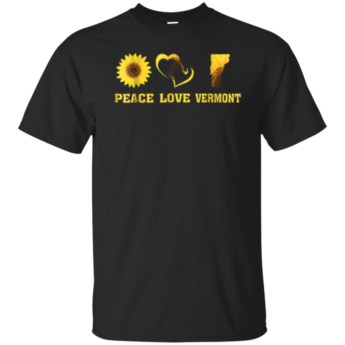 Peace Love Vermont Hippie Sunflower Casual T Shirt