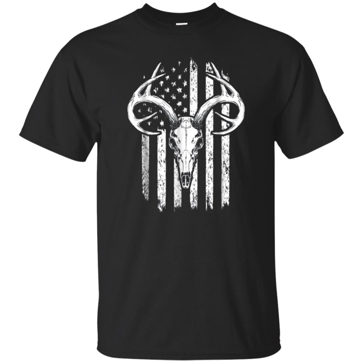 Deer Hunting T-shirt - Deer Skull American Flag Gift