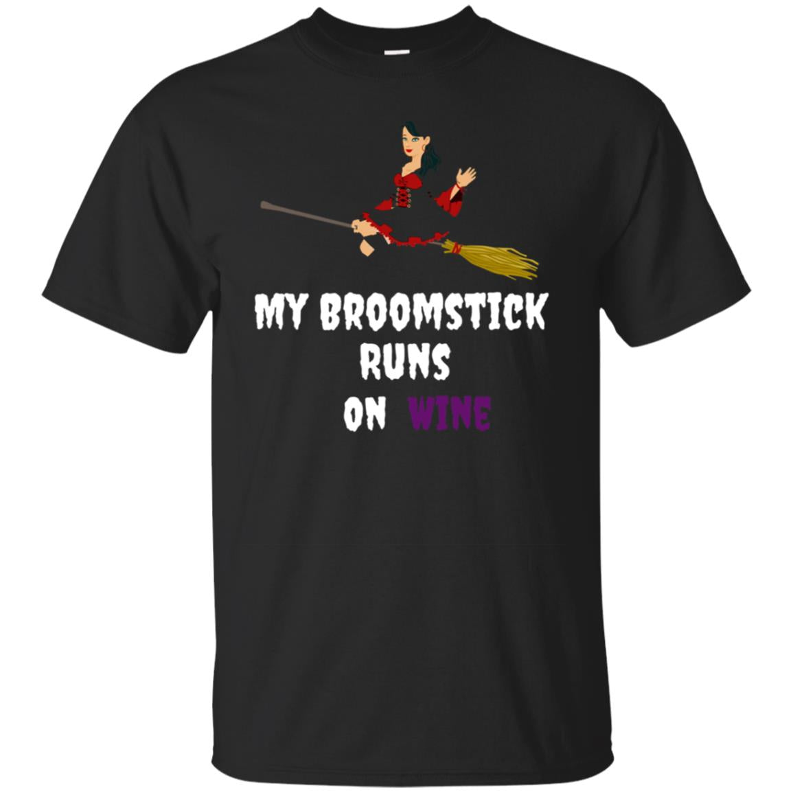 My Broomstick Runs On Wine Halloween Long Slv T-shirt