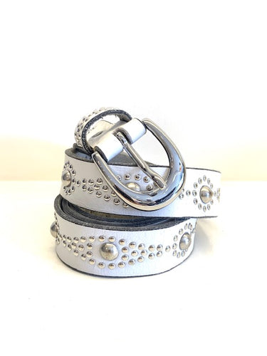 Black Leather Silver Stud Belt - GBNY