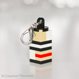 British high-fashion key charm made with LEGO® bricks.