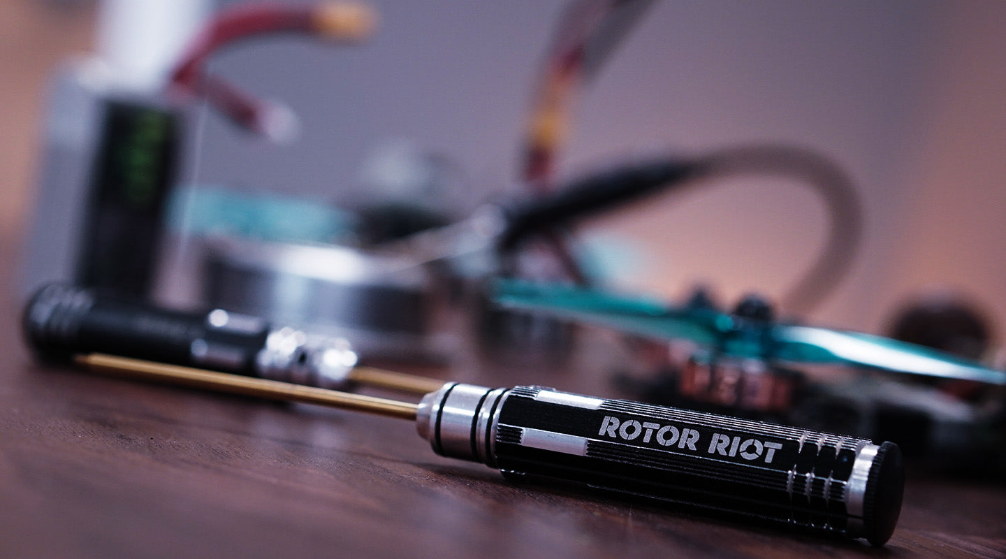 A Rotor Riot Hex Tool Being Used To Build A FPV Drone