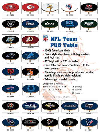 Nfl Team Pub Table Chesapeake Billiards