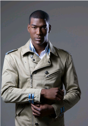 Super Model Bobby Roaches wears TEBO DAMBE Safari Jacket 