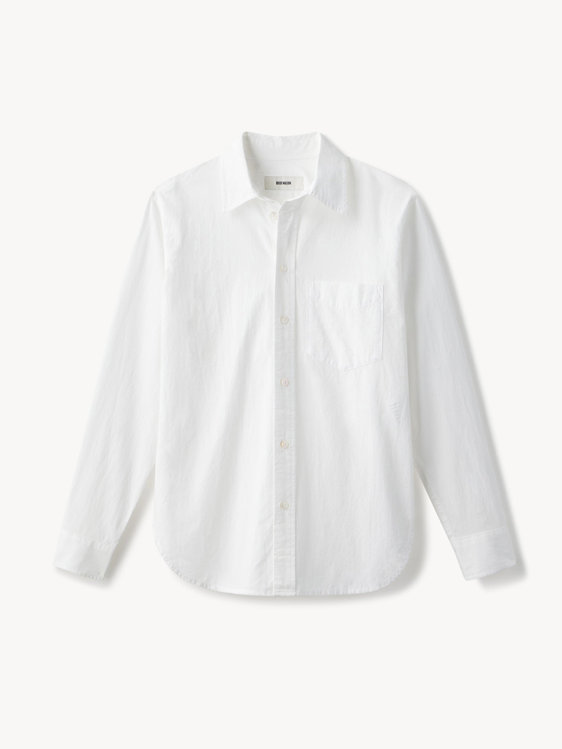 Zipper Collar Cotton Twill White Shirt for Men - Zip Log