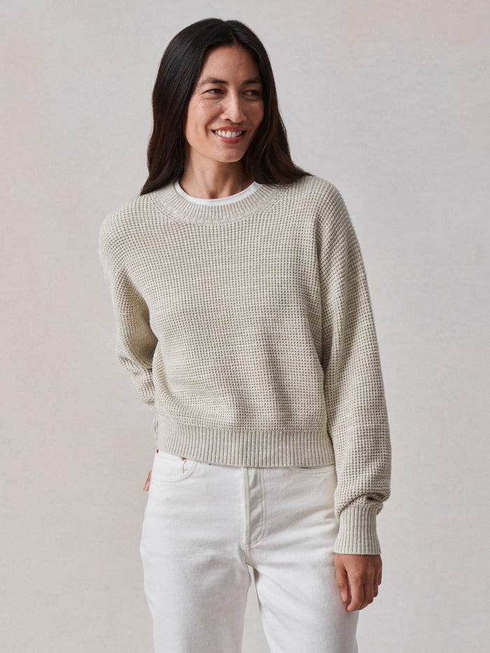 Model Wearing Marled Tusk Seafarer Cotton Crewneck Sweater