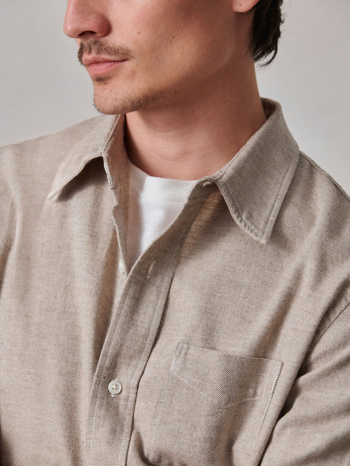 View of the Natural/Heather Grey Pacific Twill One Pocket Shirt