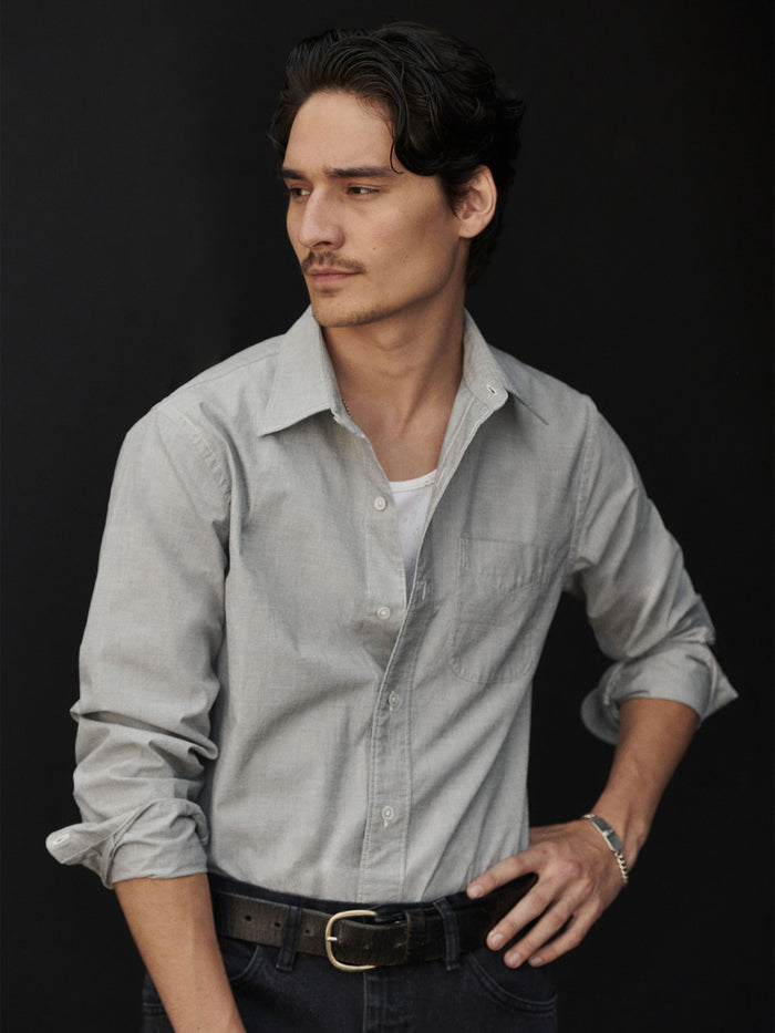 View of the Black End-on-End Wornwell One Pocket Shirt