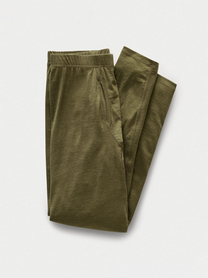 Olive Heather Mountain-Spec Merino Eddie Bauer Base Layer Trouser - Product Flat