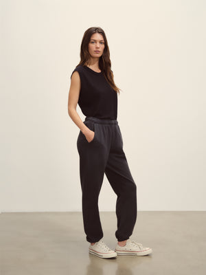 Soft Black Venice Wash Vintage Interloop Sweatpant