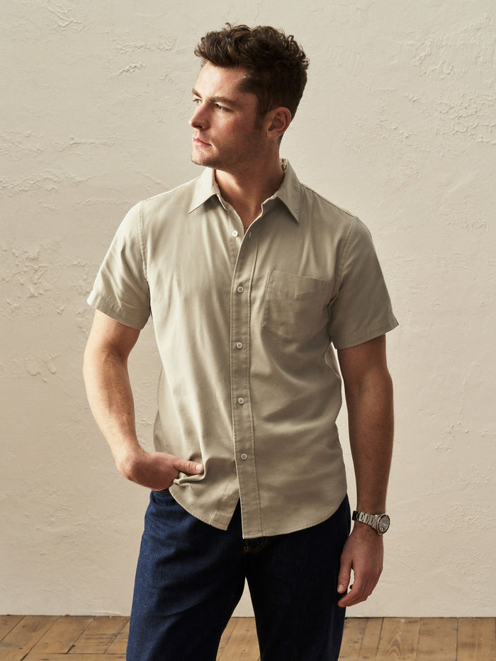 View of the Shell Draped Twill SS One Pocket Shirt