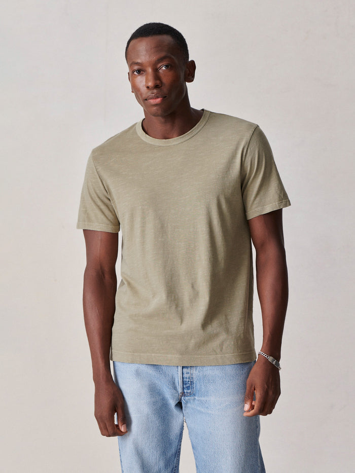 Model Wearing Pine Moss Venice Slub Classic Tee