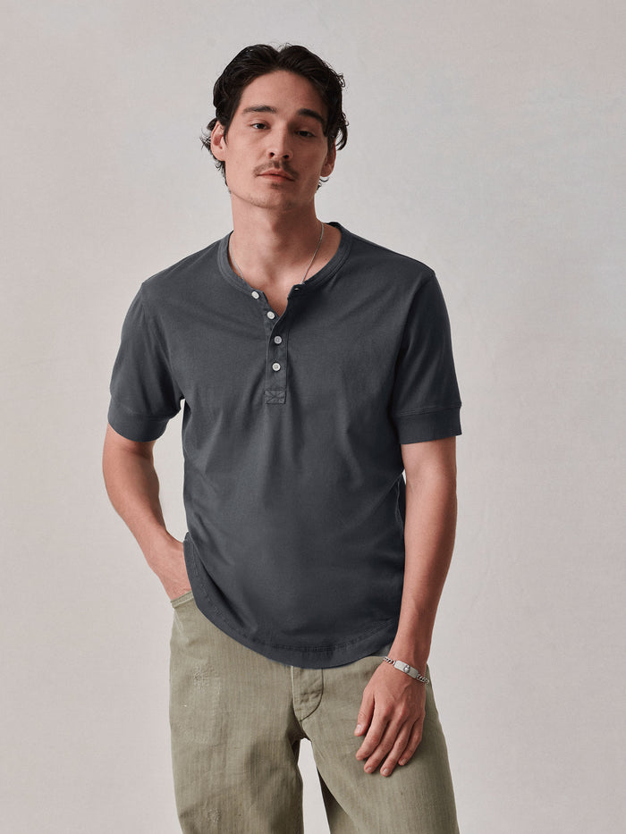 Blue Onyx Pima Short Sleeve Curved Henley