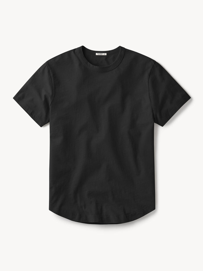 Black Slub Curved Hem Tee - Product Flat