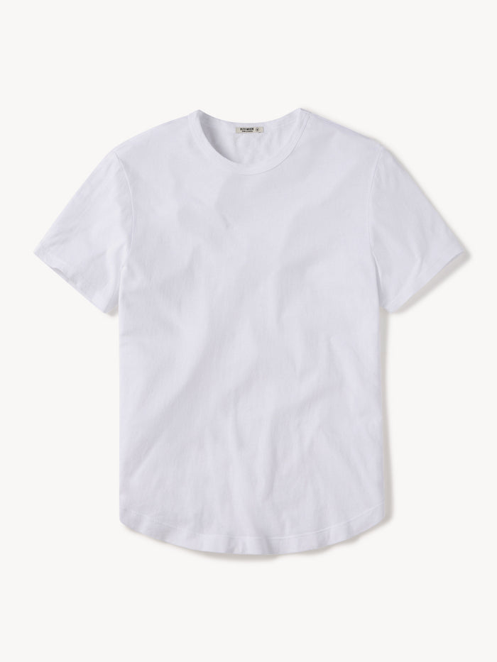 White Costa Curved Hem Tee - Product Flat