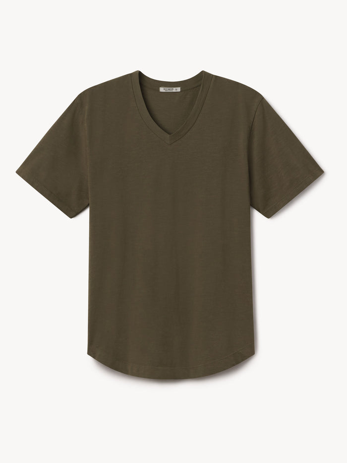 Marsh Slub Curved Hem V-Neck - Product Flat