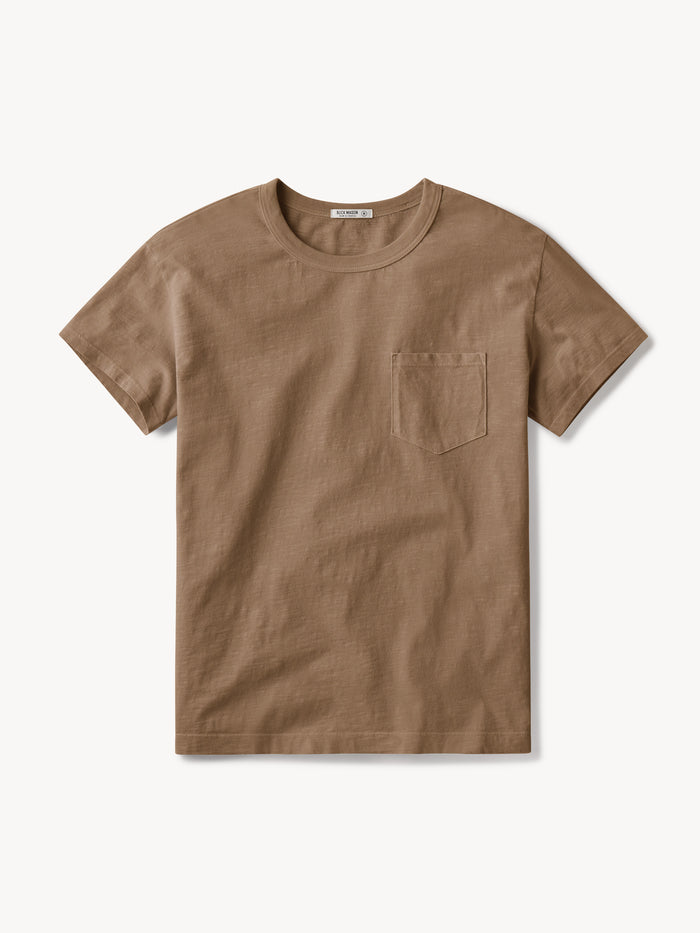 View of the Faded Persimmon Venice Wash Slub Classic Pocket Tee