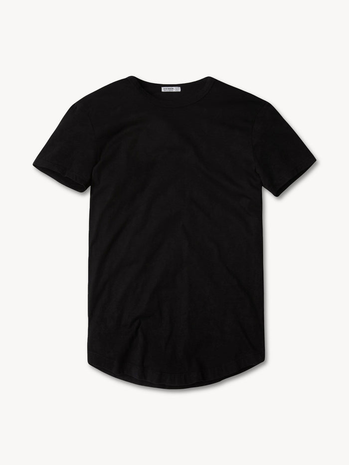 Black Pima Curved Hem Tee - Product Flat