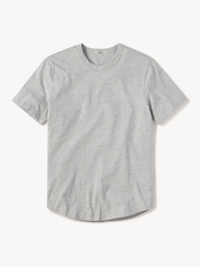 Heather Grey Pima Short Curved Hem Tee - Product Flat