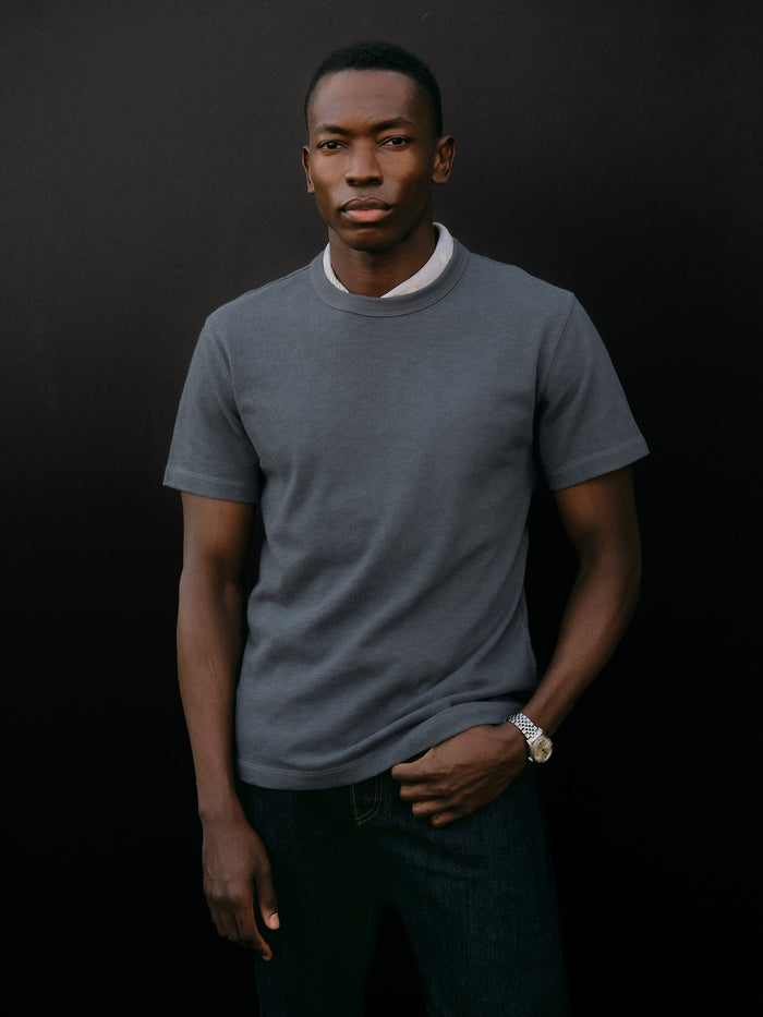 View of the Weathered Blue Field-Spec Cotton Heavy Tee