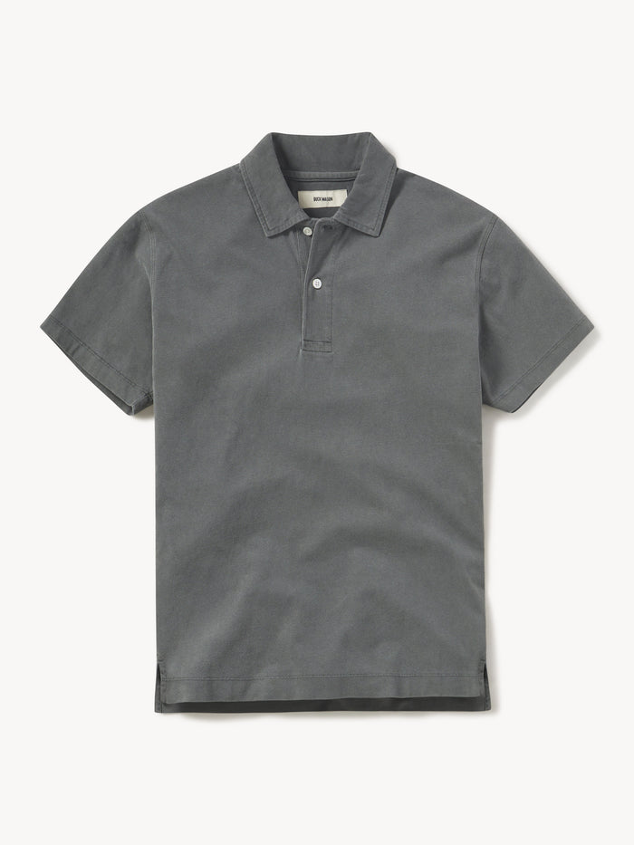 Faded Black Venice Wash Tall Sueded Cotton Polo - Product Flat