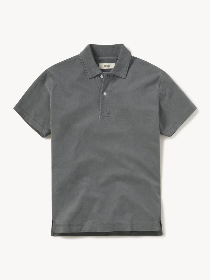 Faded Black Venice Wash Sueded Cotton Polo - Product Flat