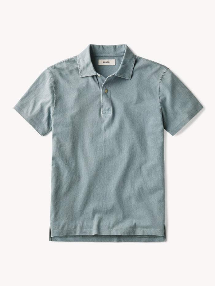 L013 Indigo Dipped Cotton Polo - Product Flat