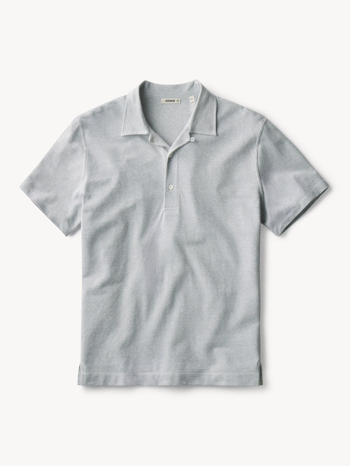 Silver Blue Linen Pique Polo - Product Flat