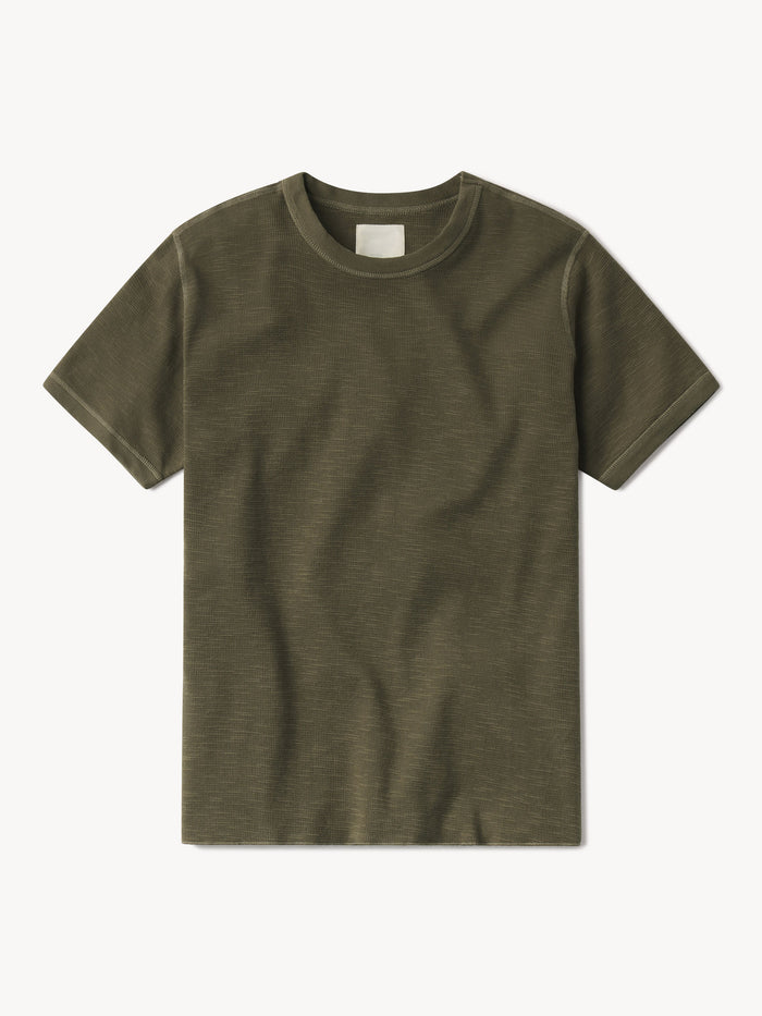 Woodland Drab Slub Waffle Banded Tee - Product Flat