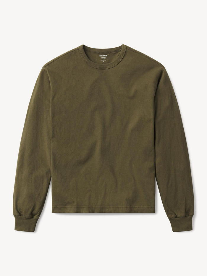 Field Olive Toughknit L/S 90s Boxy Tee - Product Flat