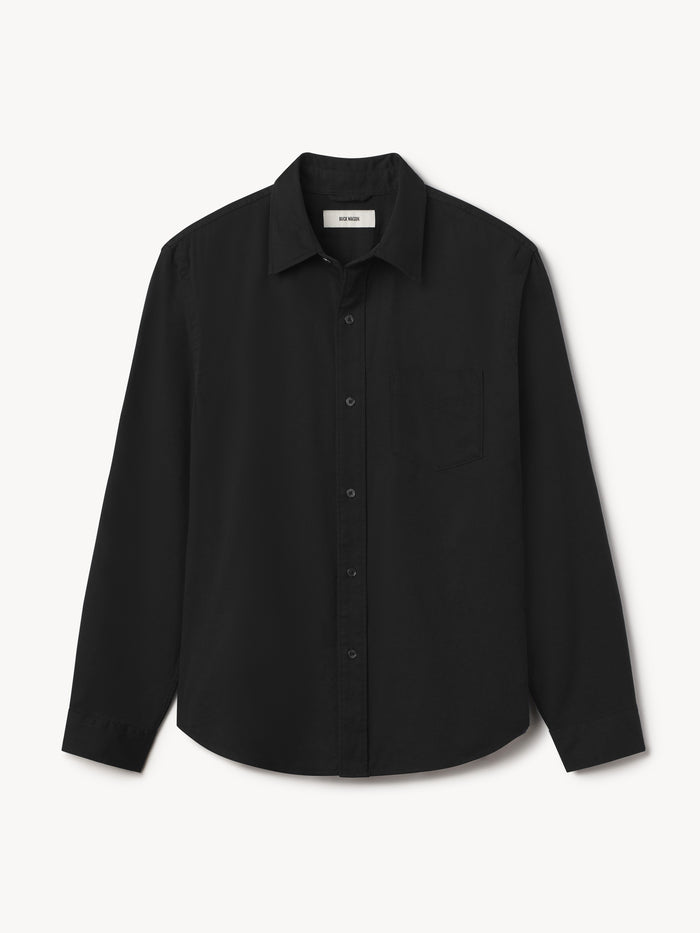 Black Draped Twill One Pocket Shirt - Product Flat