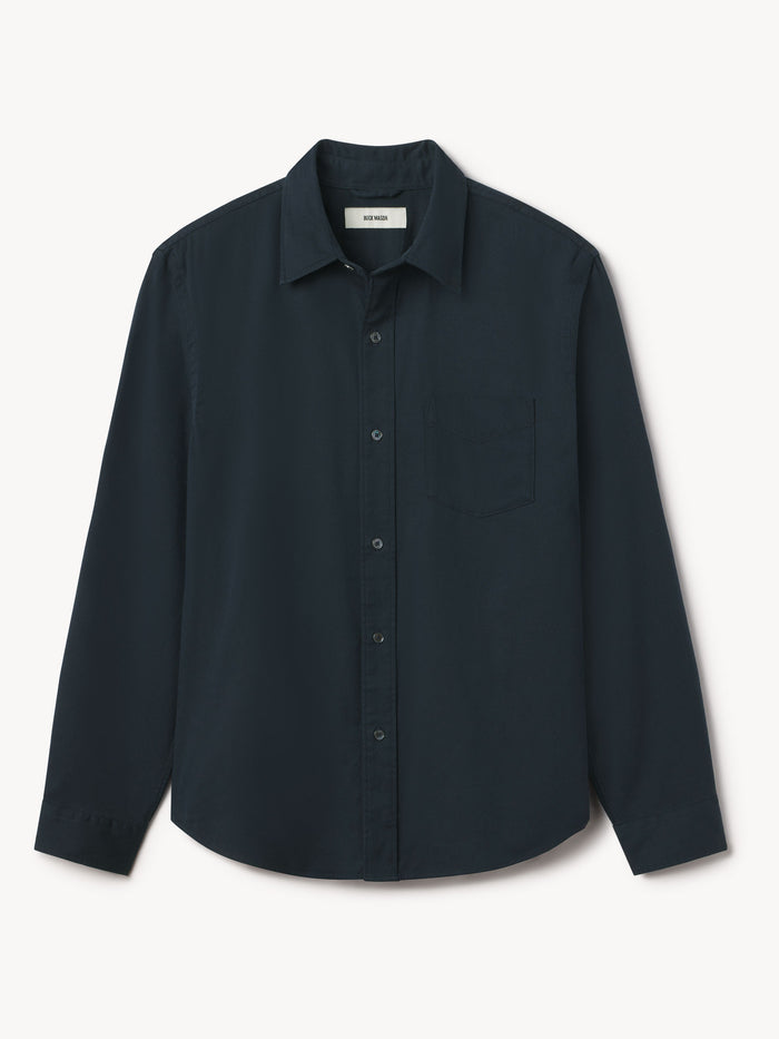 Mariner Navy Draped Twill One Pocket Shirt - Product Flat