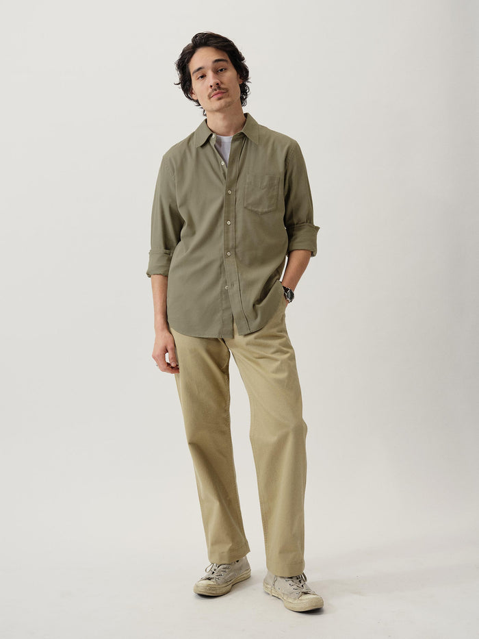 View of the Sagebrush Draped Twill One Pocket Shirt