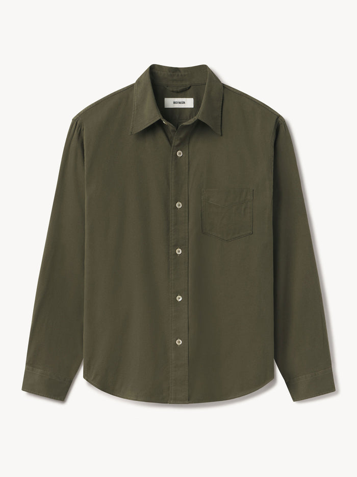 Woodland Drab Draped Twill One Pocket Shirt - Product Flat