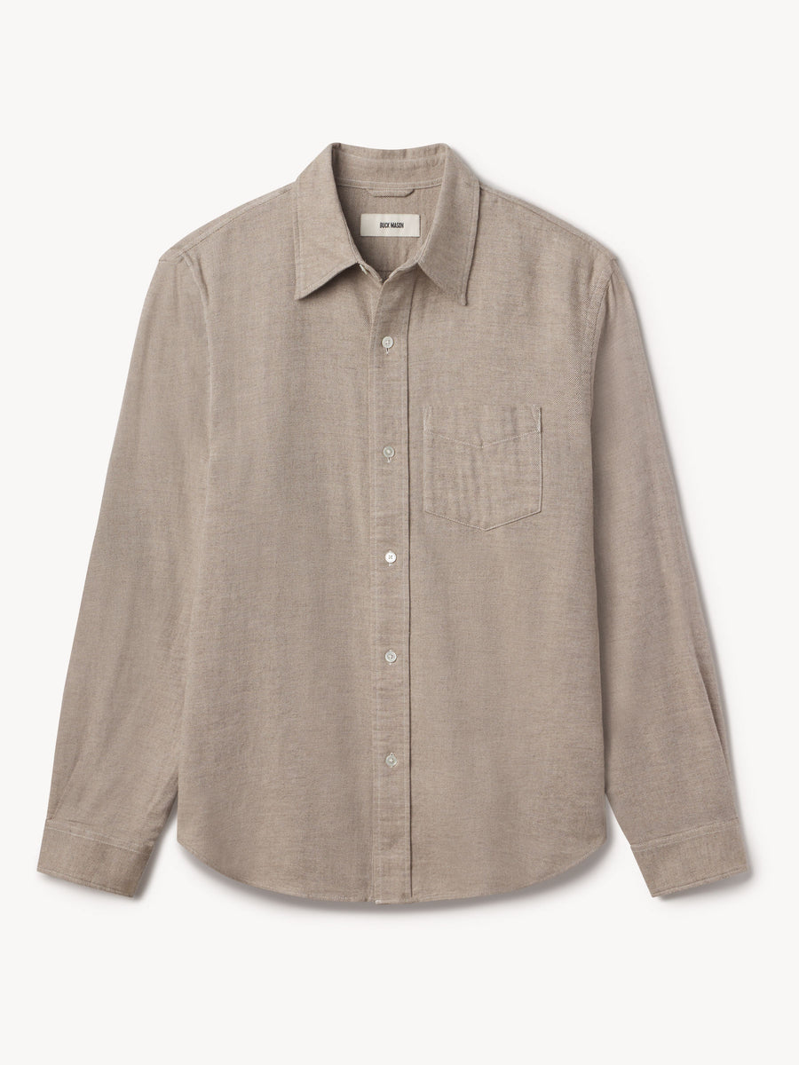 Natural/Heather Grey Pacific Twill One Pocket Shirt - Buck Mason