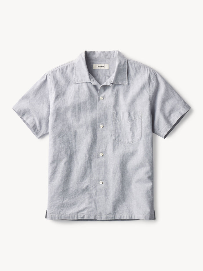 Light Blue Breeze Cotton Linen S/S Camp Shirt - Product Flat