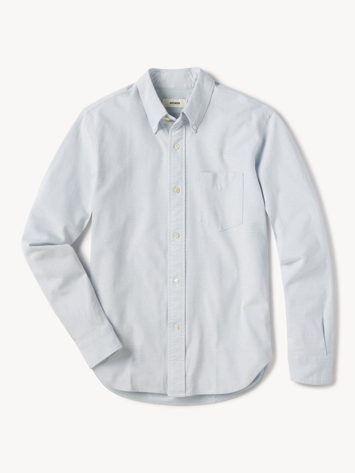 Light Blue Campus Knit Oxford Button Down Shirt - Product Flat