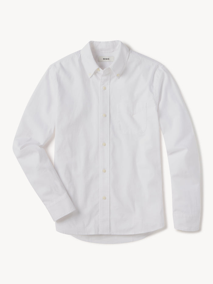 White Perfect Oxford One Pocket Shirt - Product Flat