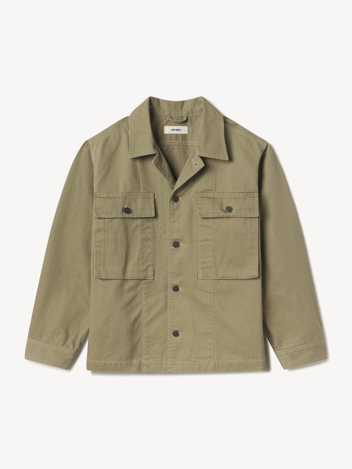 Dry Lemongrass Venice Wash Herringbone Twill Fatigue Shirt - Product Flat