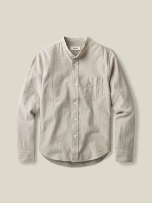 Sage Breeze Cotton Linen Band Collar Shirt - Buck Mason- Modern American  Classics