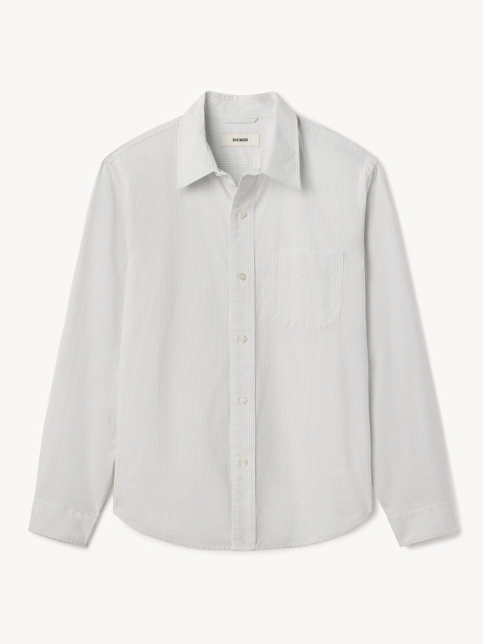 Light Blue/White Stripe Wornwell One Pocket Shirt - Product Flat