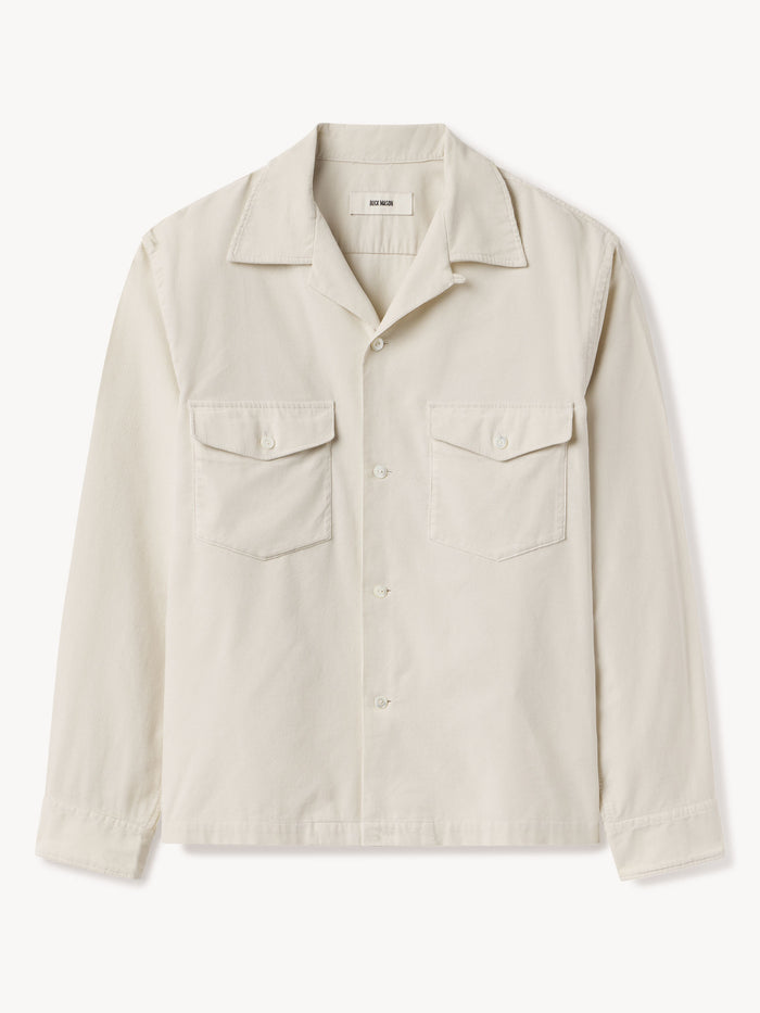 Bone Pinwale Cord Camp Shirt - Product Flat