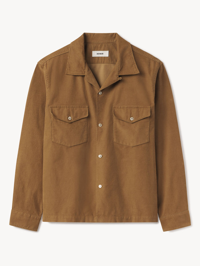 Golden Rye Pinwale Cord Camp Shirt - Product Flat