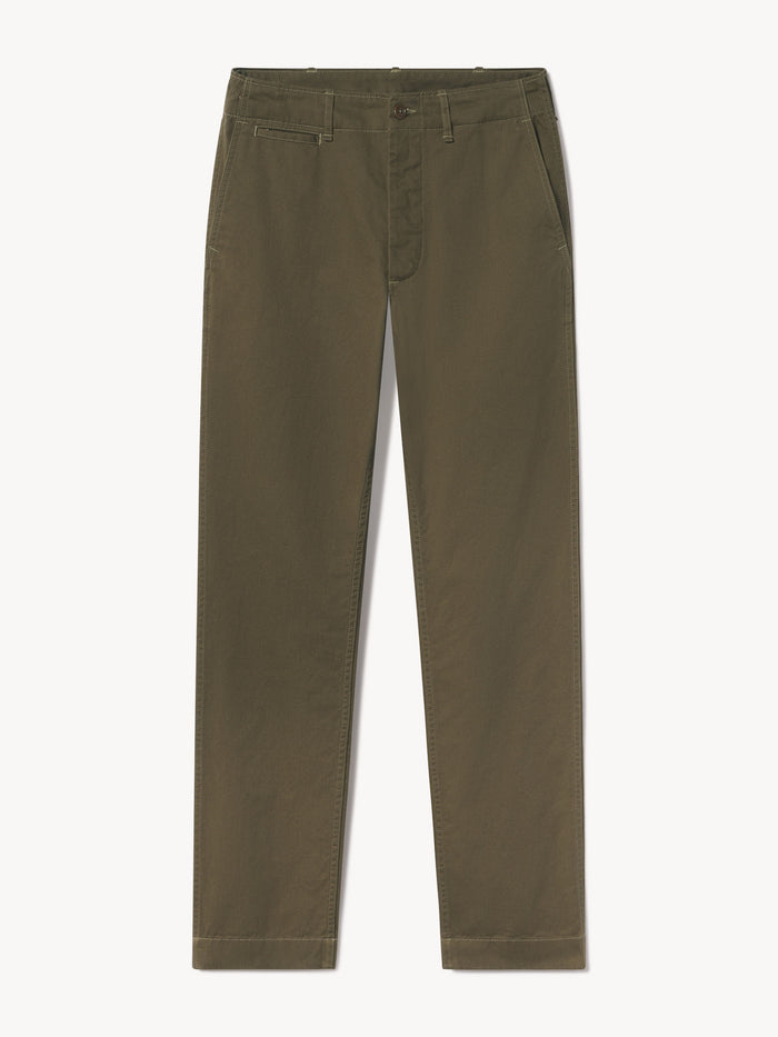 Field Olive Slub Twill Maverick Slim Officer Pant - Product Flat